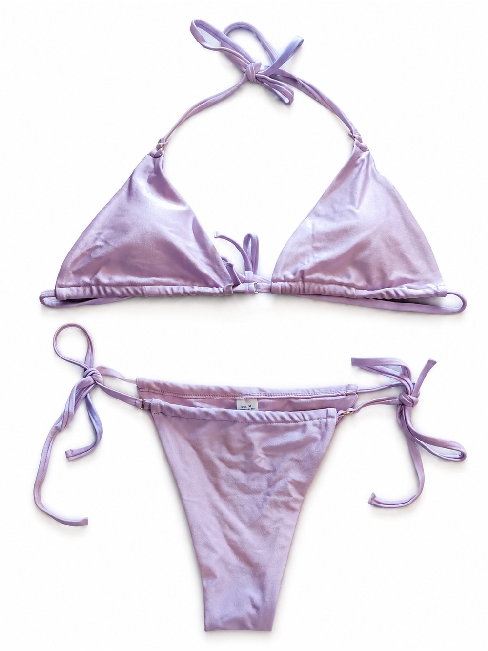 Lavender Satin Shine String Bikini Set – Size Medium